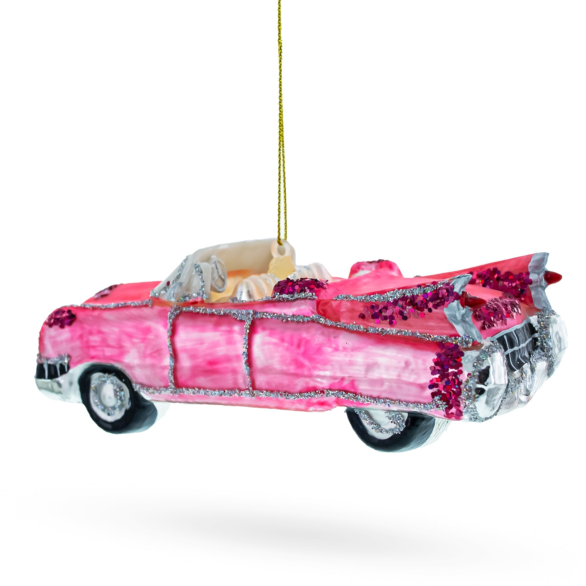 Classic Convertible Retro Car Glass Christmas Ornament