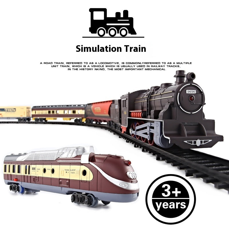 Retro Electric Rail Car Small Train Assembled Model Educational Toys