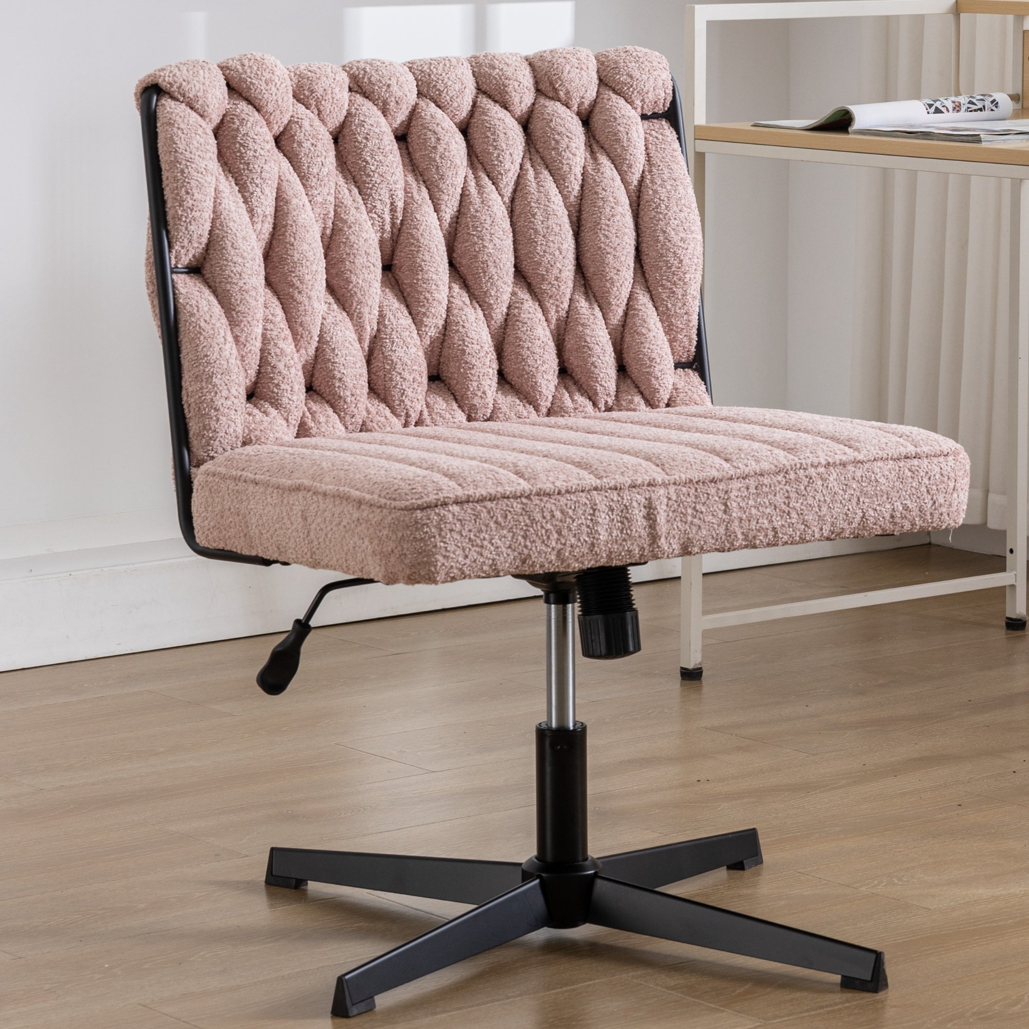 Armless Office Desk Chair No Wheels PINK