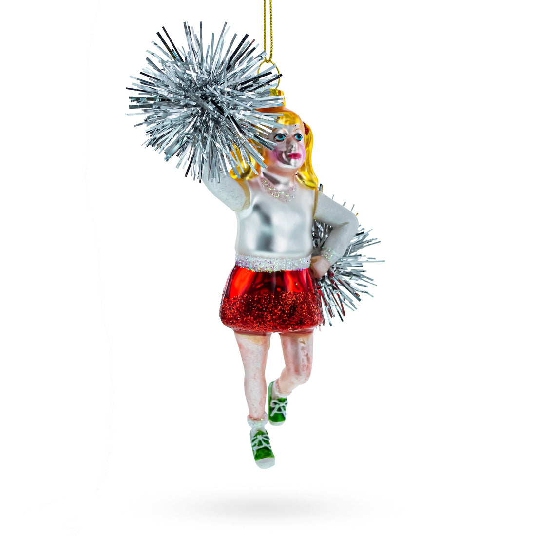 Cheerleader Glass Christmas Ornament