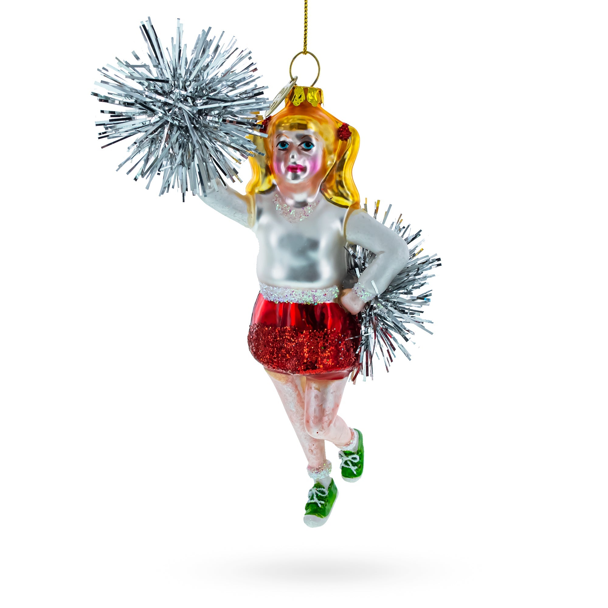 Cheerleader Glass Christmas Ornament