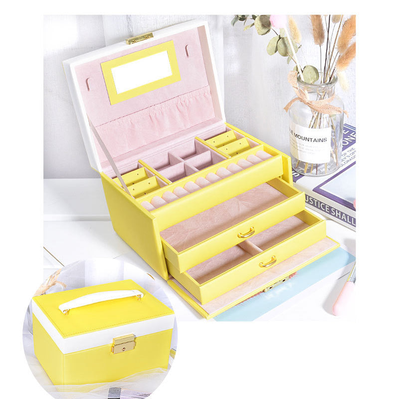 Threelayer Pu Jewelry Box Accessories Creative Storage