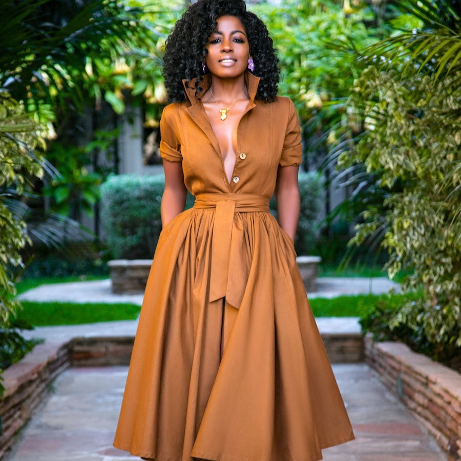 Women's Polyester Belted Half Sleeve Cardigan Dress