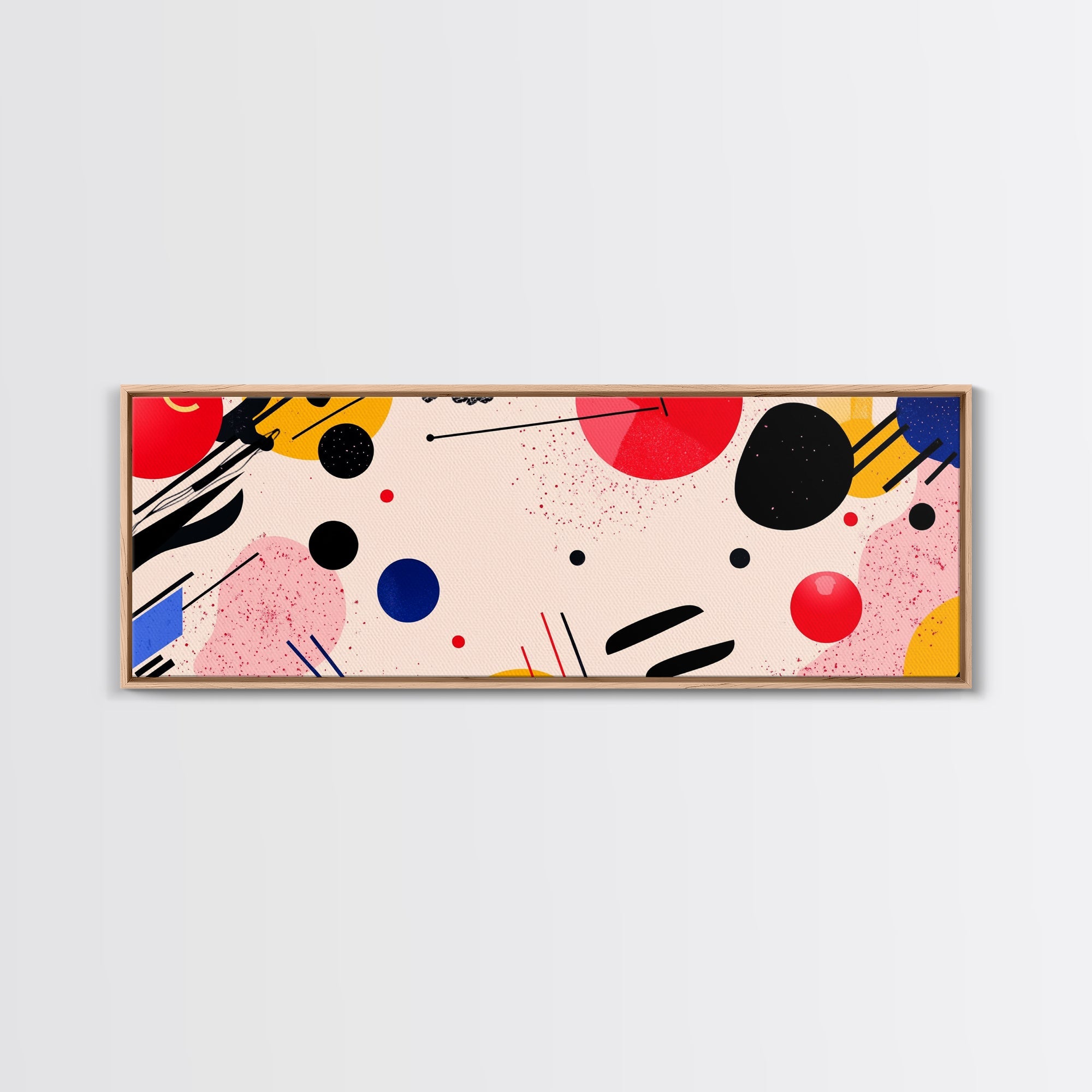 Retro 1990s Inspired Wall Art, Framed Canvas Print, Pink and Cerise Geometric Shapes, Boho Abstract Art, Modern Art / Home Decor