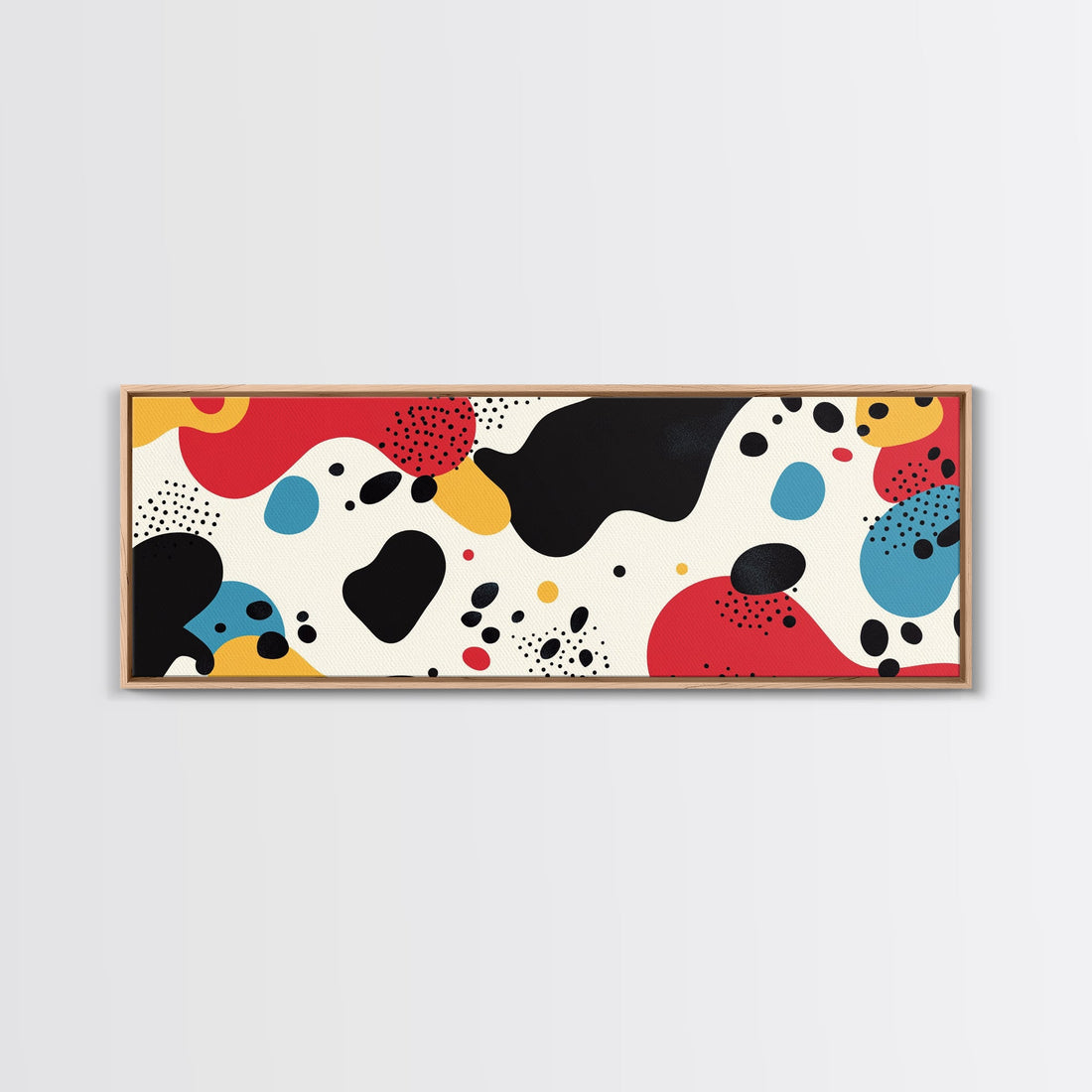 Large Wood Wall Art, Wood Framed Canvas Print, Abstract 90s Vintage Style Retro Art, Trendy Oversized Wall Art Gift For Her