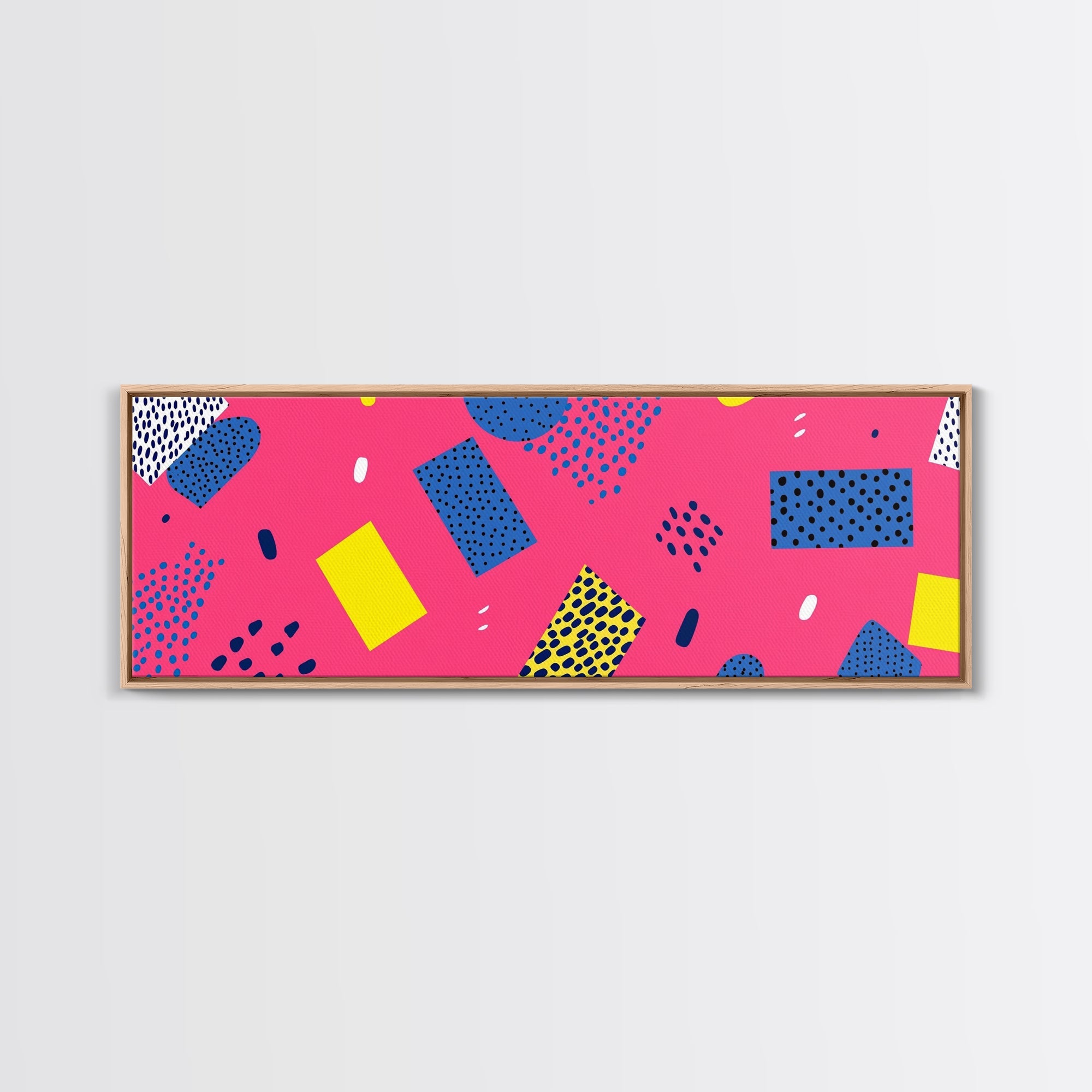 Retro 90s Style Mall Art, Framed Canvas Print, 1990s American Mall Inspired Wall Art, Retro Decor, Fuschia Pink and Blue Eye Catching Wall Art