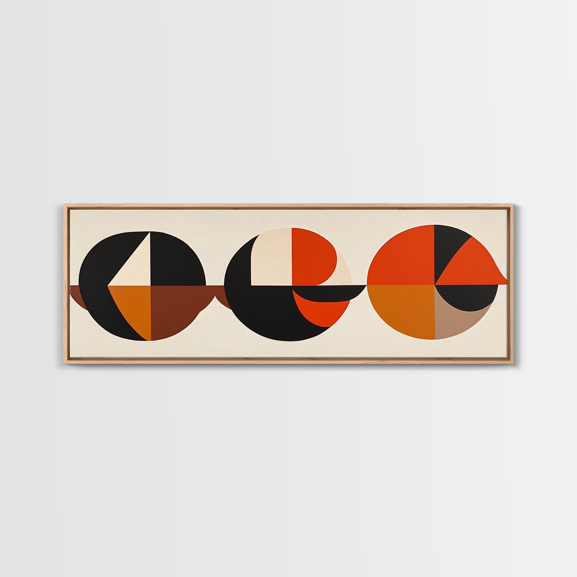 Abstract Art Deco Inspired Wall Art, Triangles and Circles, Geometric Pattern Wall Art, MCM Home Decor, Extra Wide Oversized Art