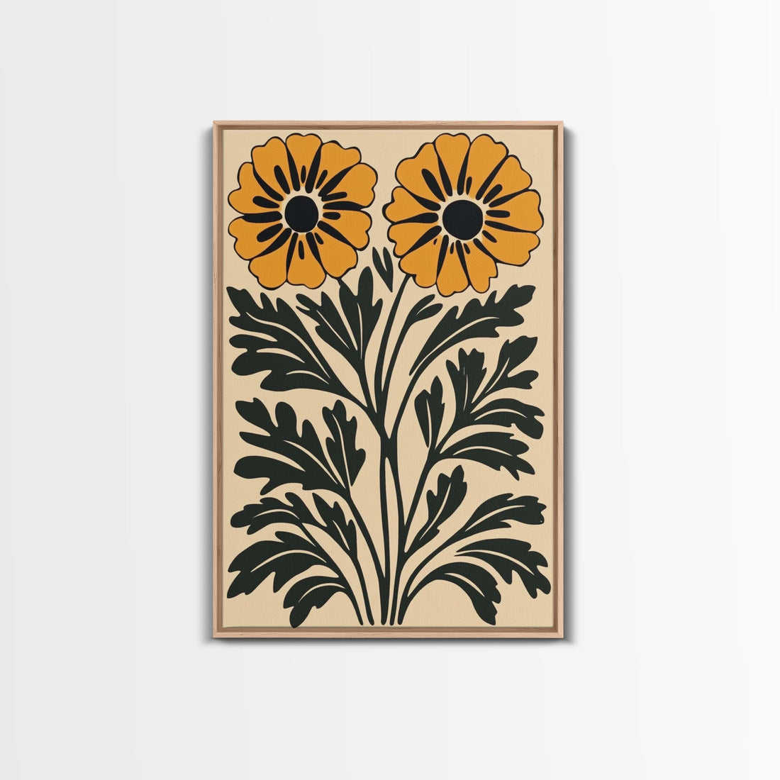 Botanical Wall Art Canvas Print Cottagecore Canvas Painting Print Flower Painting Mid Century Modern Retro Wall Art Home Decor