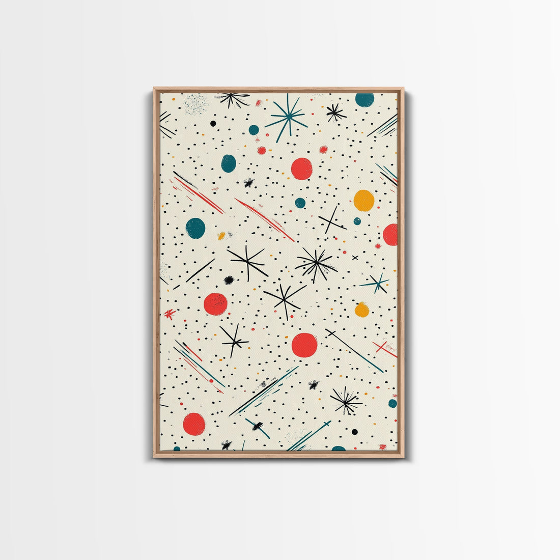 Retro MCM Style Pattern Wall Art, Wood Framed Canvas, Canvas Print, Home Decor, Office Or Bedroom Wall Art, Retro Vibes Decor