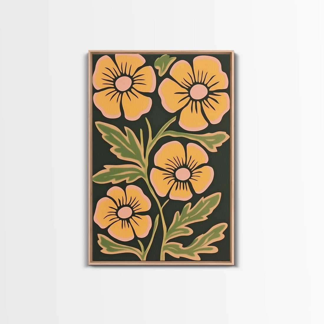 Midcentury Boho Modern Art, Abstract Floral Print, Botanical Decor, Florer Painting Wall Art, Canvas Print, Flower Art Prints, Mid Century Art
