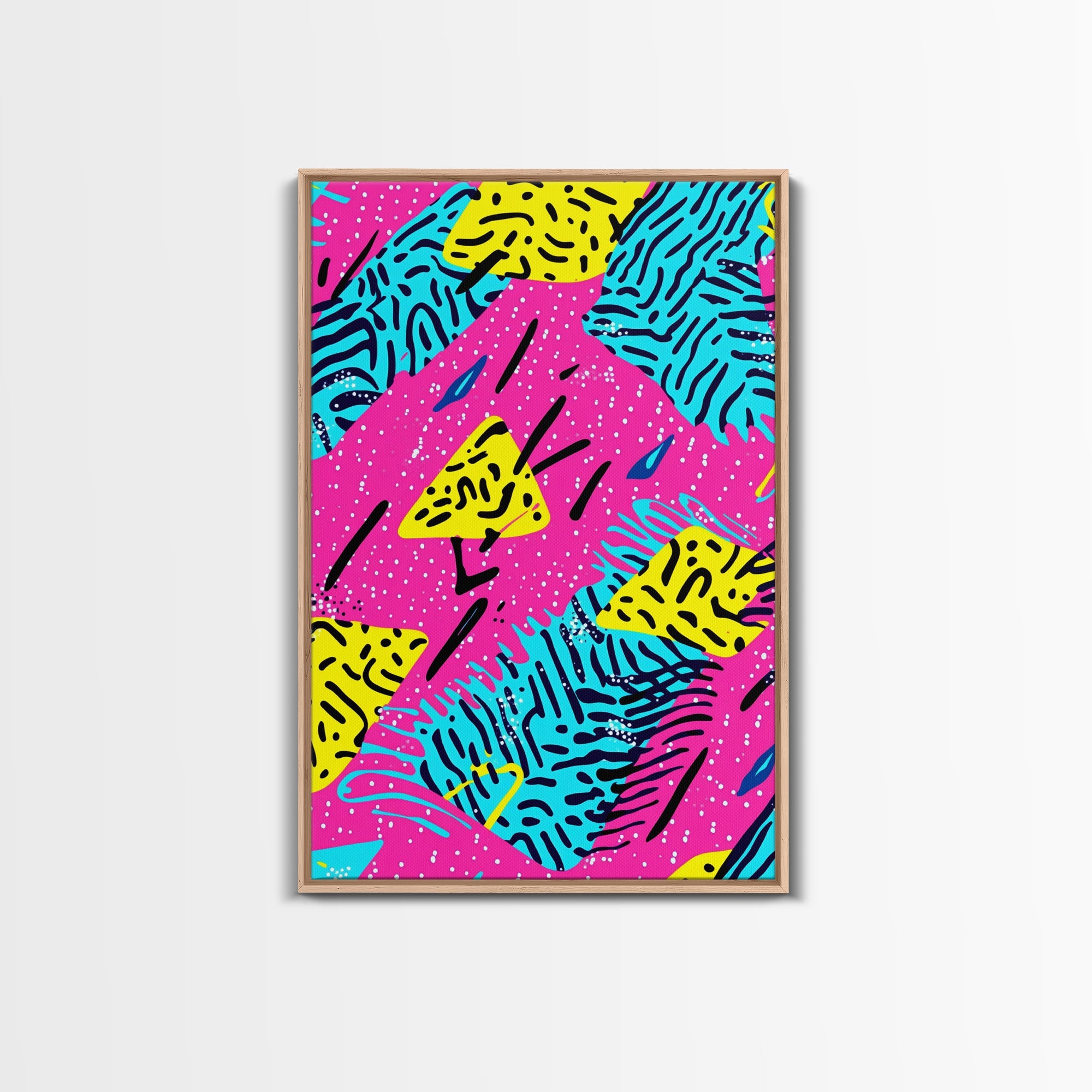 Retro 90s Style Abstract Art Canvas Print Preppy Decor Living Room Or Dorm Room Wall Art