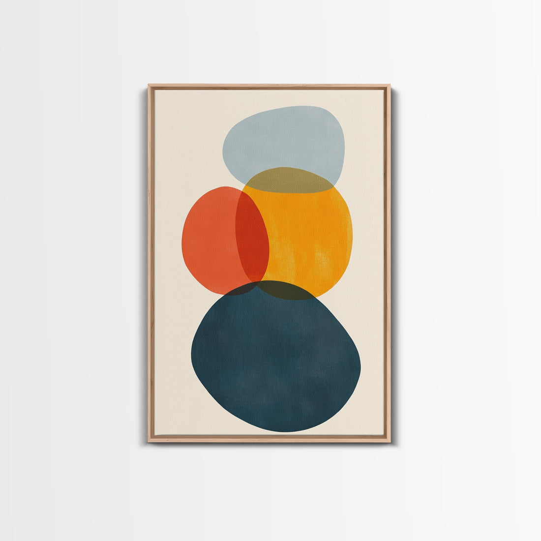 Mid Century Modern Abstract Wall Art Print, White Background Watercolor Spots On Canvas, Canvas Print, Modern Retro Living Room Art