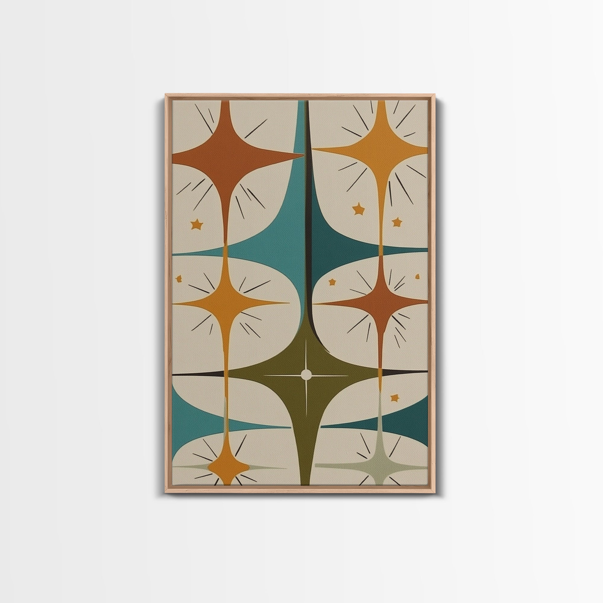 Art Deco Star Burst Canvas Print Wall Art, Retro 1950s Style, Starburst, Mid-Century Modern Wall Art, Minimalist Home Decor, Modern Art