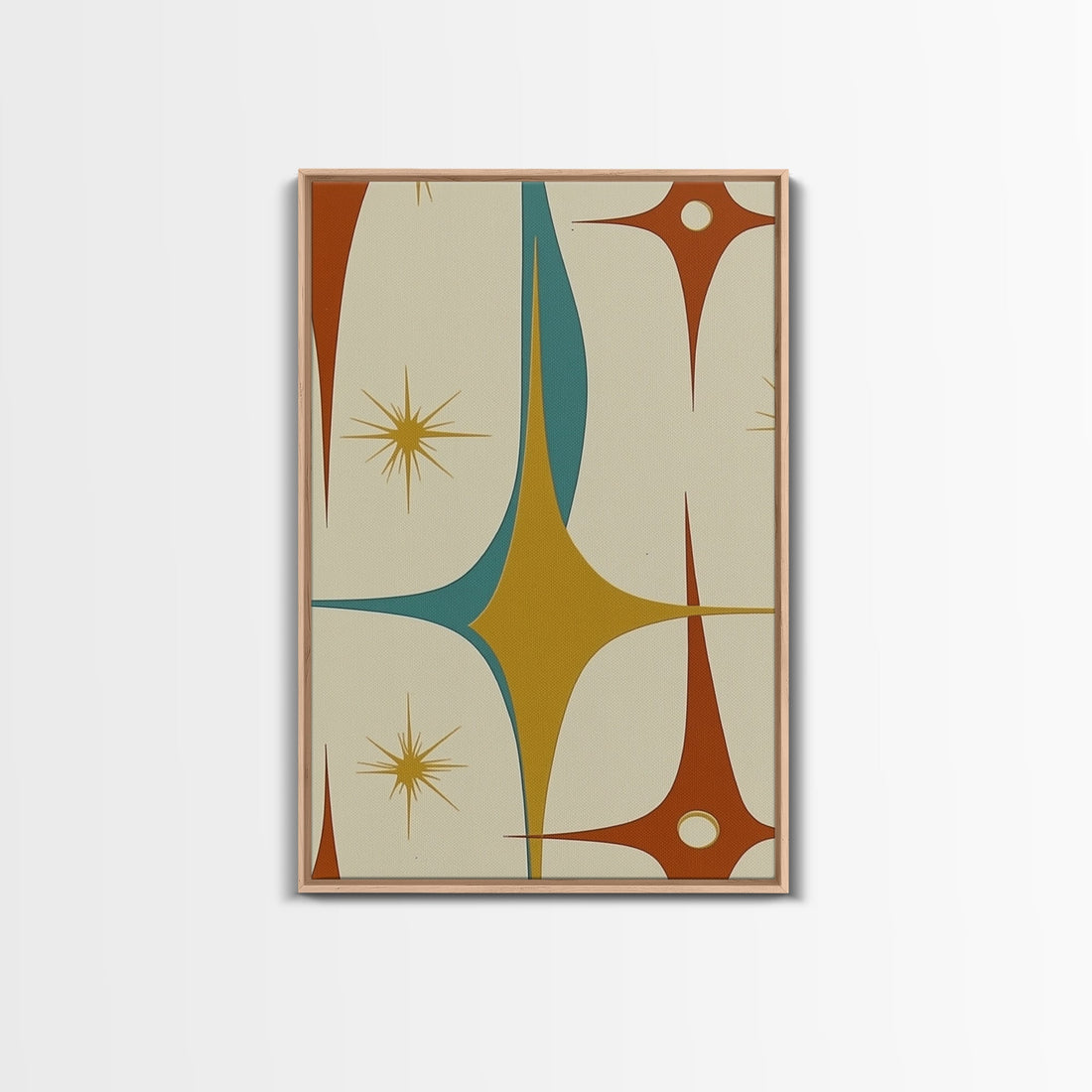 1950s Style Retro Starburst, Pastel Colors, Canvas Print, MCM Wall Art Home Decor