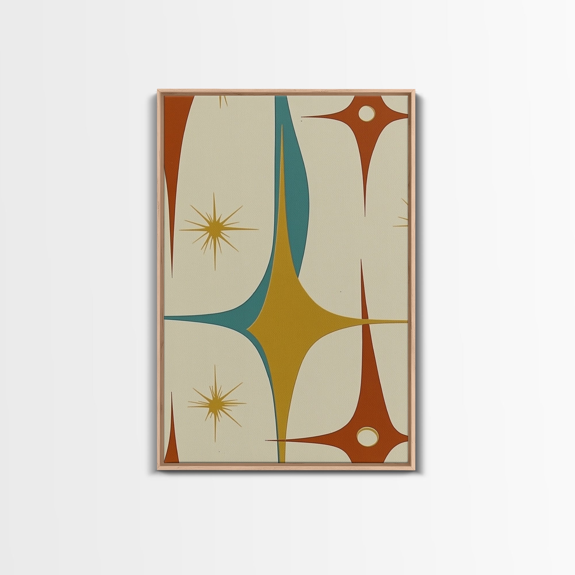 1950s Style Retro Starburst, Pastel Colors, Canvas Print, MCM Wall Art Home Decor