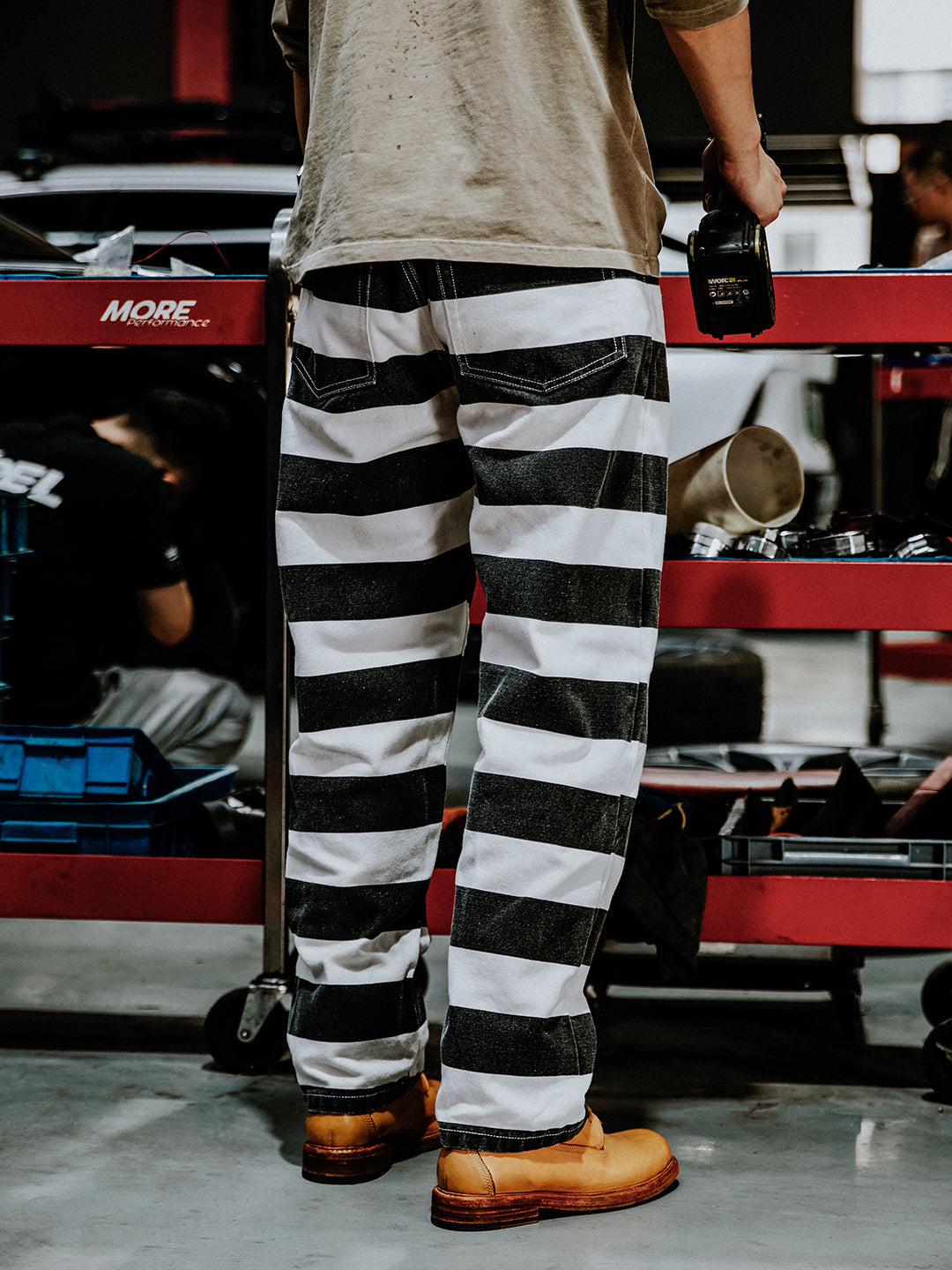 Wide Striped Prison Motorcycle Pant