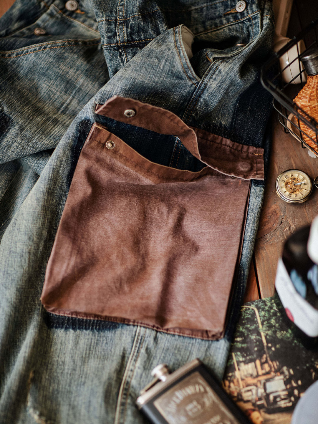 Distressed Denim Contrast Overalls