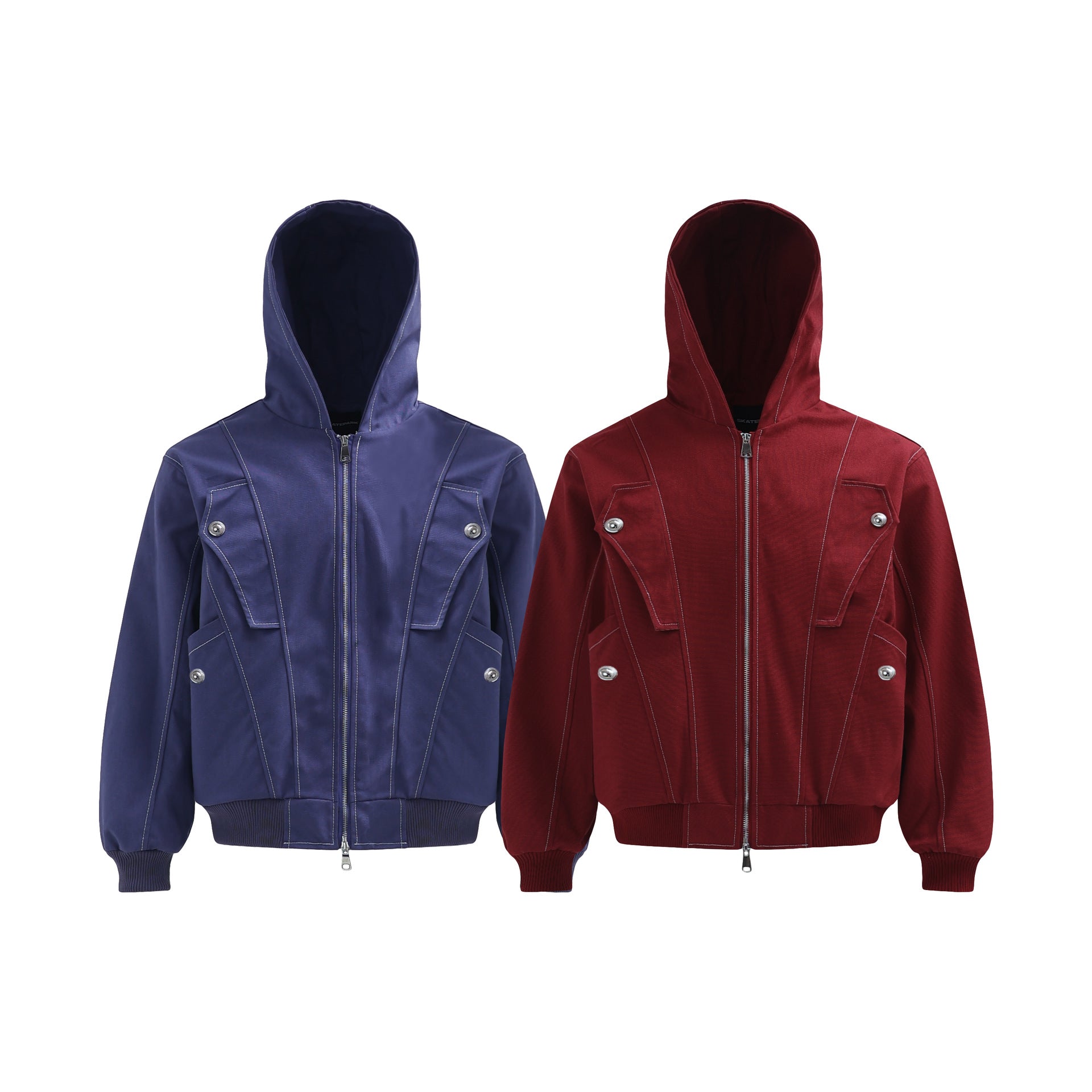 Retro Unisex Streetwear Deconstructed Metal Button Design Men's Loose Jacket Hoodie