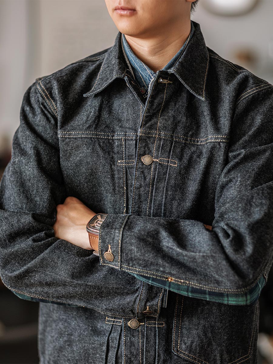 PLEATED FRONT DENIM BROUSE