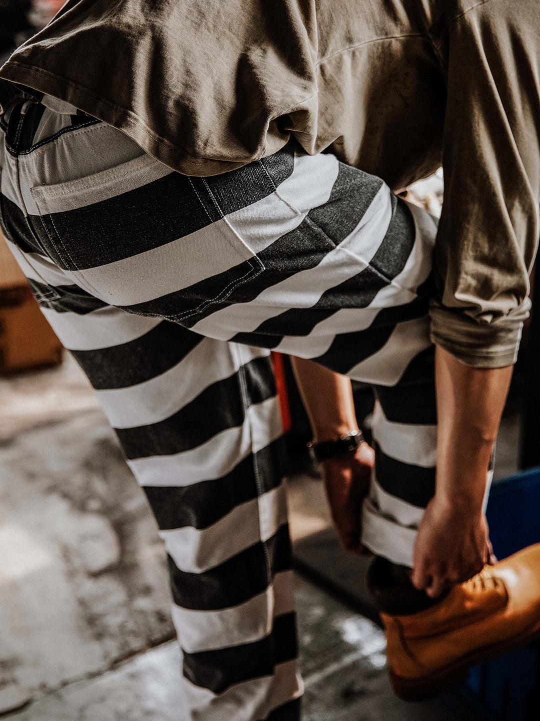 Wide Striped Prison Motorcycle Pant