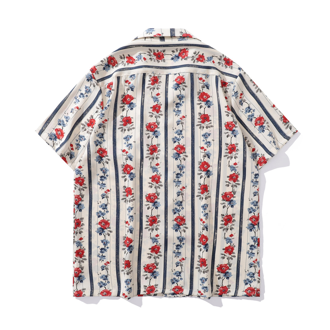 Style Retro Floral Full Print Short Sleeve Shirt for Men and Women, Loose Casual Lazy Couple Blouse Jacket