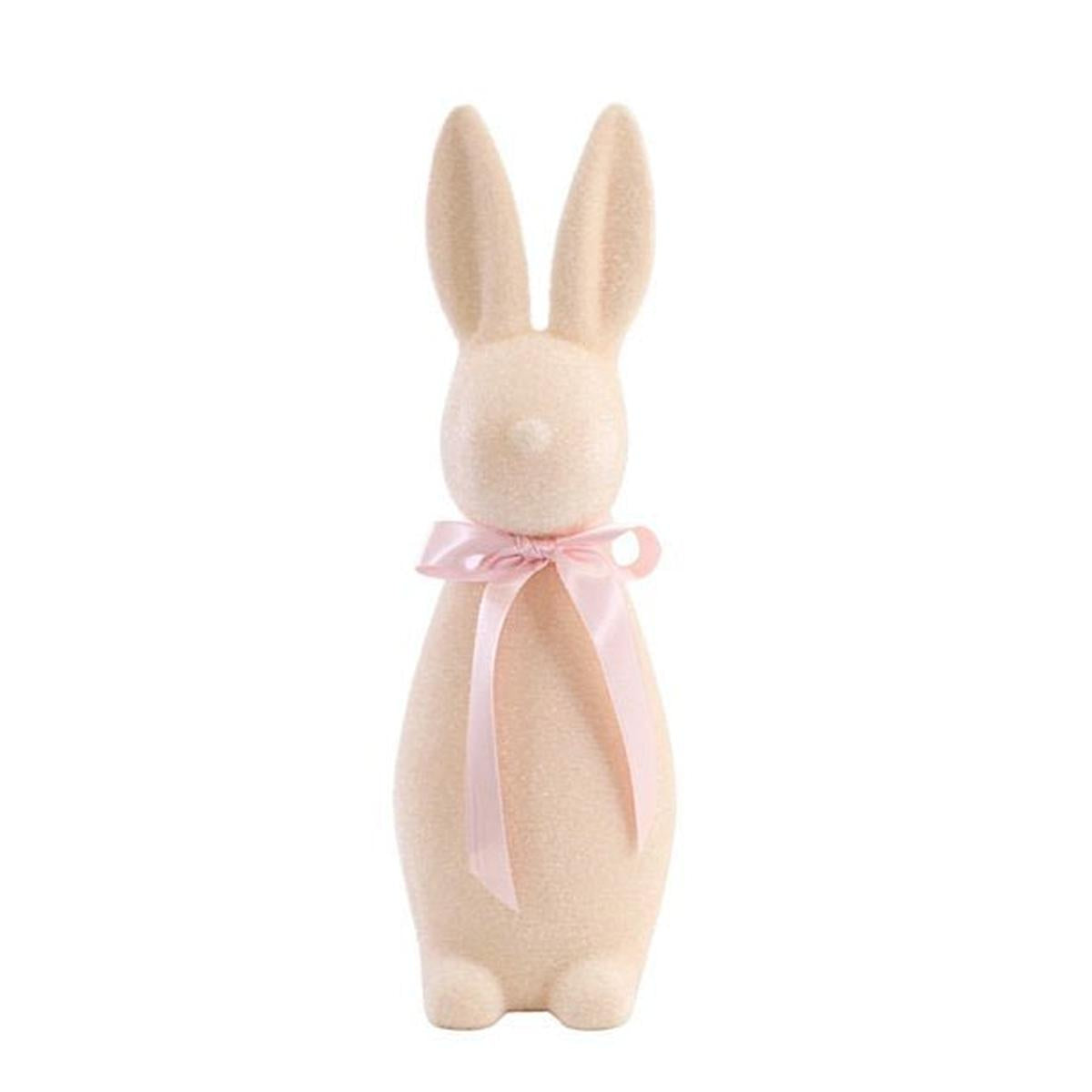 16" Flocked Button Nose Bunny (WH0134)
