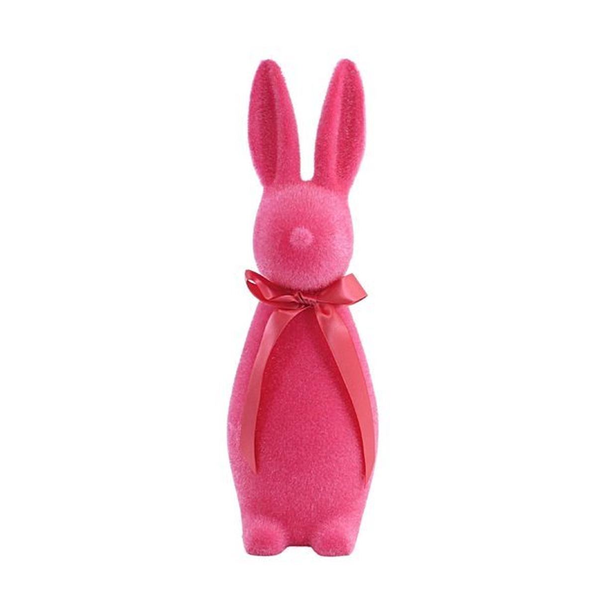 16" Flocked Button Nose Bunny (WH0134)