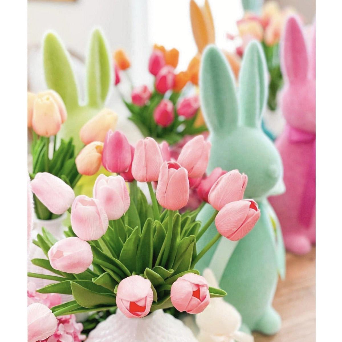 16" Flocked Button Nose Bunny (WH0139)