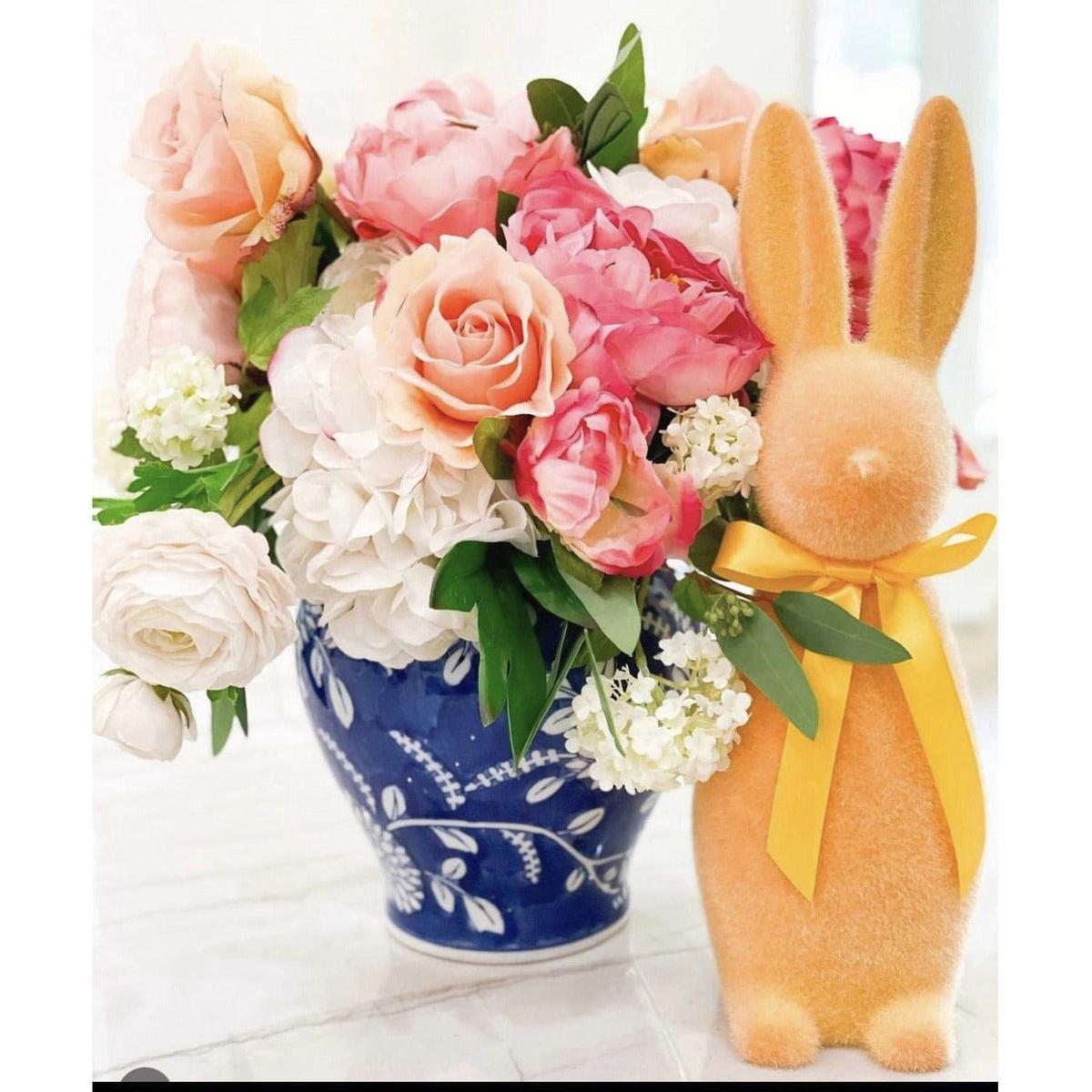 16" Flocked Button Nose Bunny (WH0139)