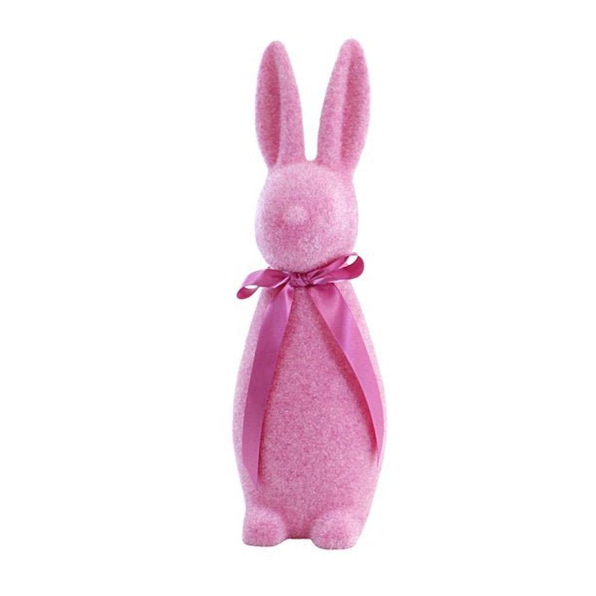 16" Flocked Button Nose Bunny (WH0139)