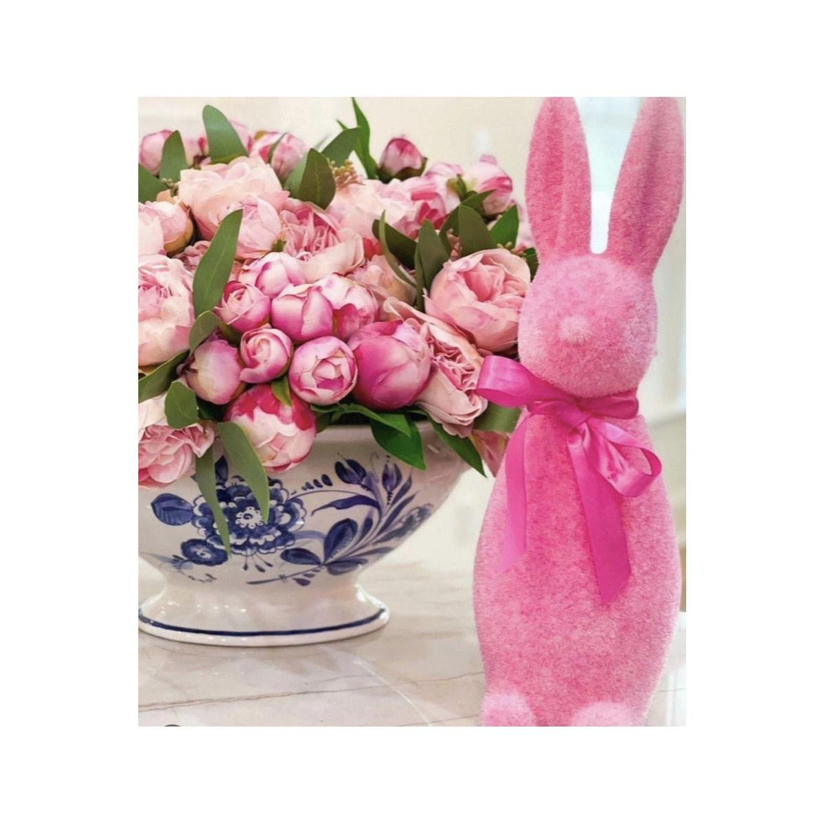 16" Flocked Button Nose Bunny (WH0139)
