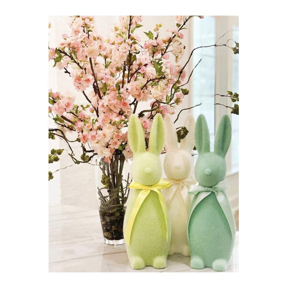 16" Flocked Button Nose Bunny (WH0139)