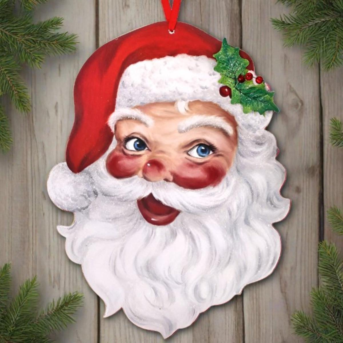 16" Retro Santa Head Ornament Wall Piece
