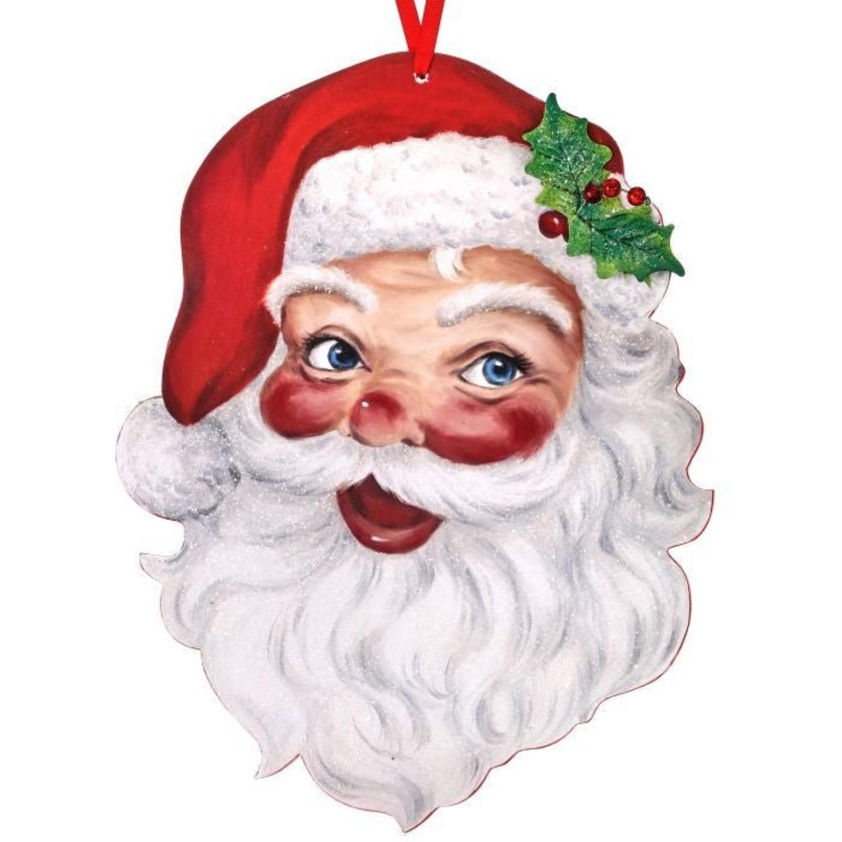 16" Retro Santa Head Ornament Wall Piece