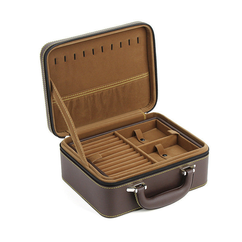 Leather Travel Jewelry Box Double Layer Detachable Jewelry Storage Box