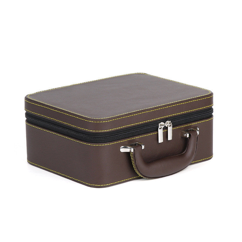 Leather Travel Jewelry Box Double Layer Detachable Jewelry Storage Box