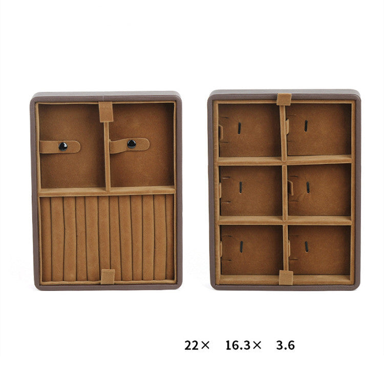 Leather Travel Jewelry Box Double Layer Detachable Jewelry Storage Box