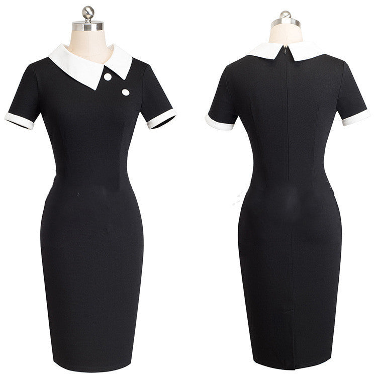 Women's Short Sleeve Stitching Pencil Dress