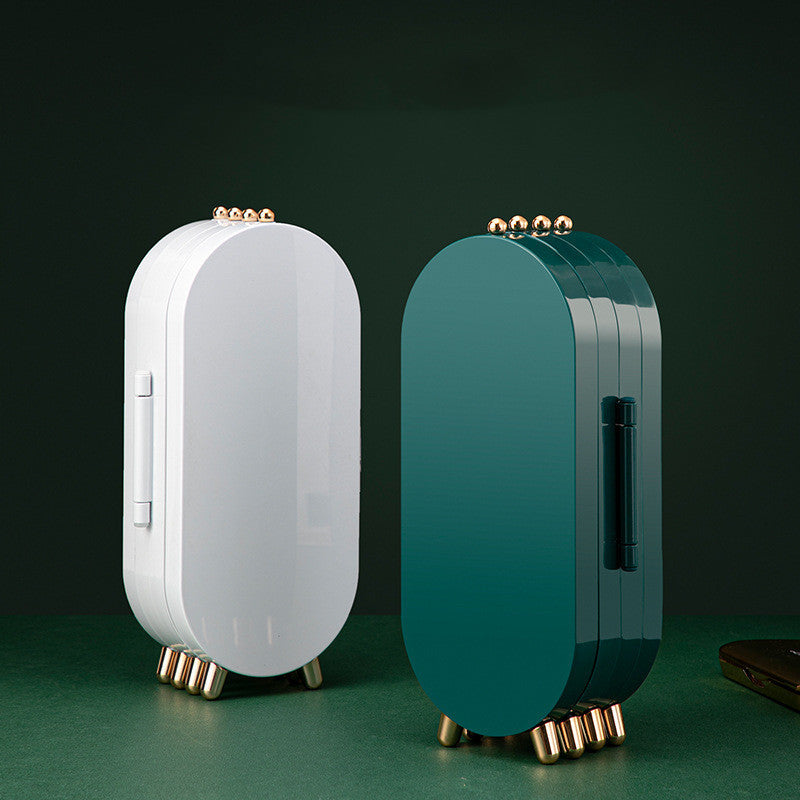 Jewelry Storage Box Desktop Dustproof Earrings Earrings Necklace Storage Box Screen Folding Jewelry Organizer