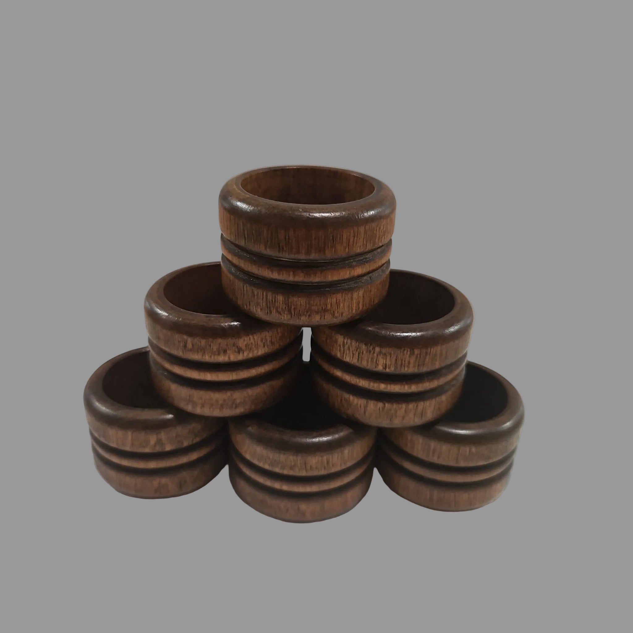 1960's Vintage Wooden Napkin Rings & Paper Towel Holder