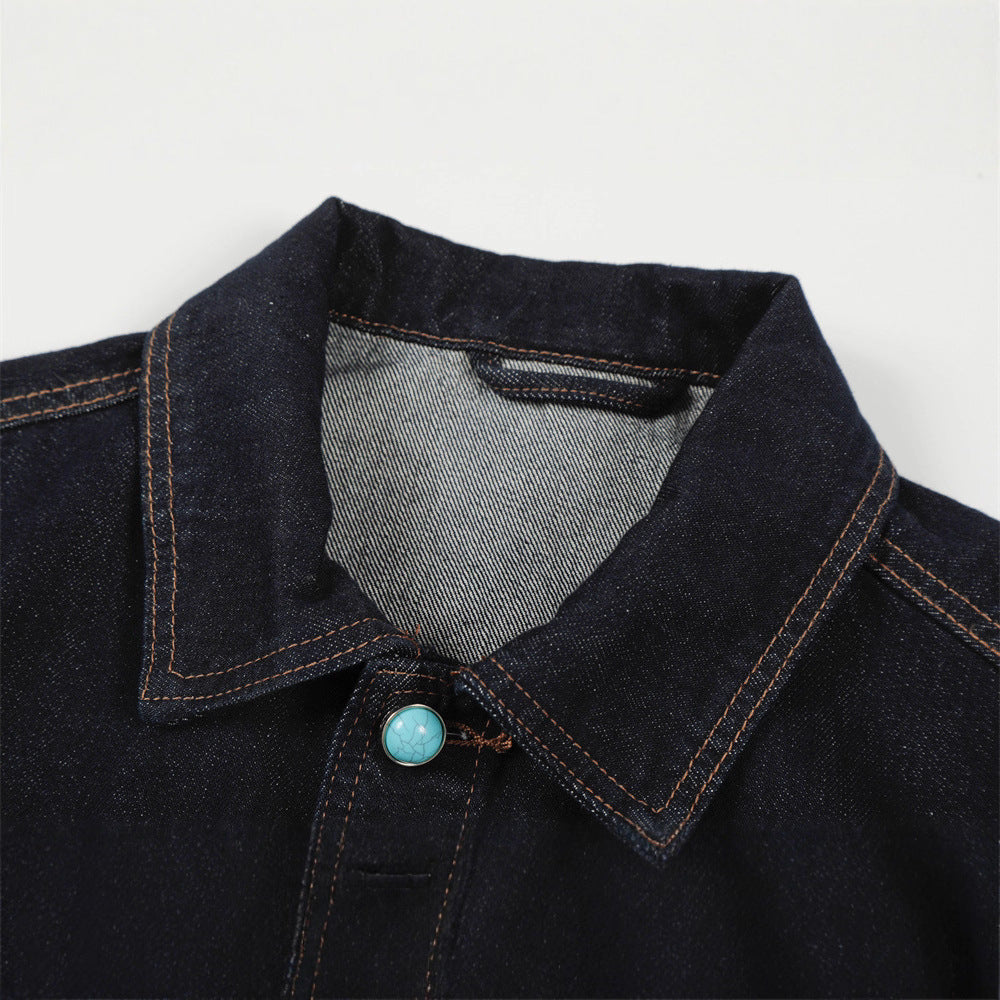 Retro Men's Lapel Deconstructed Patchwork Jacket, Trendy Loose Fit Casual Outerwear for Men