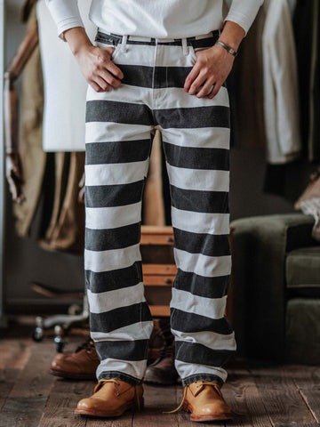 Wide Striped Prison Motorcycle Pant