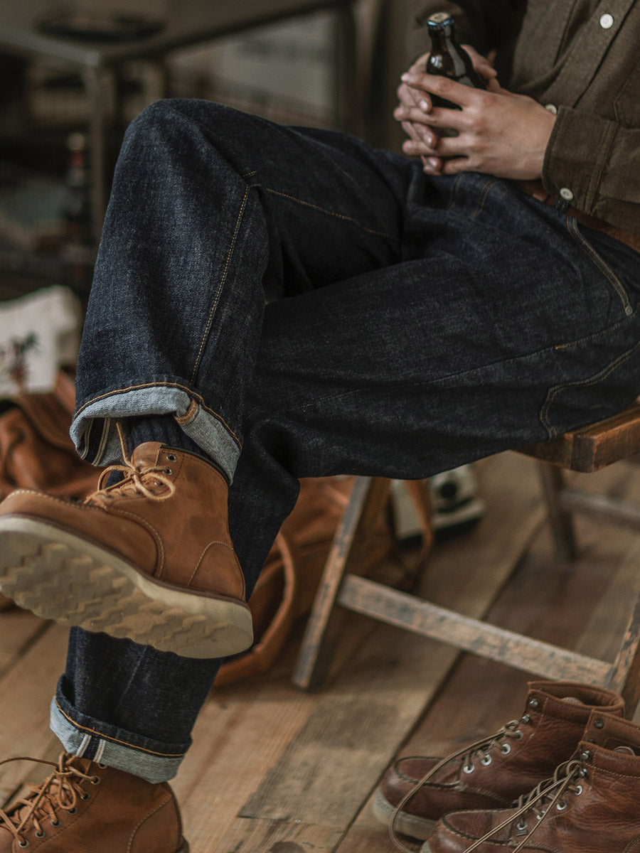 Selvedge Raw Denim Straight Jeans
