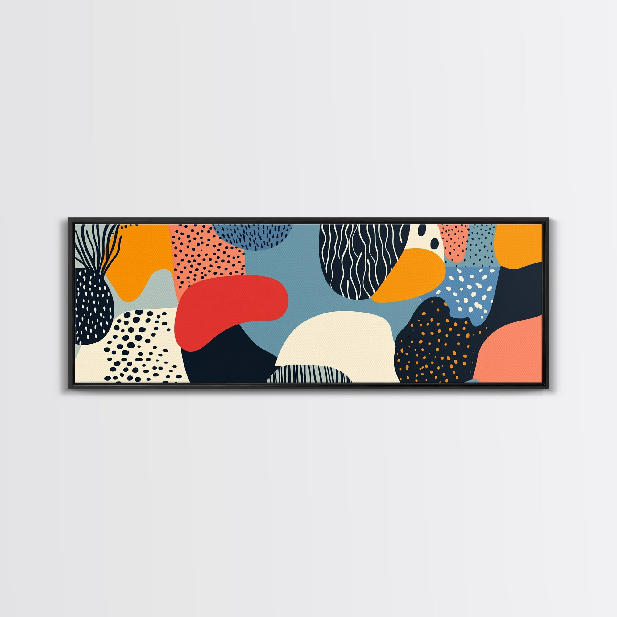 90s Style Retro Abstract Art - Framed Canvas Print - Modern Home Decor - Minimalist Wall Art - Modern Above Sofa Wall Art