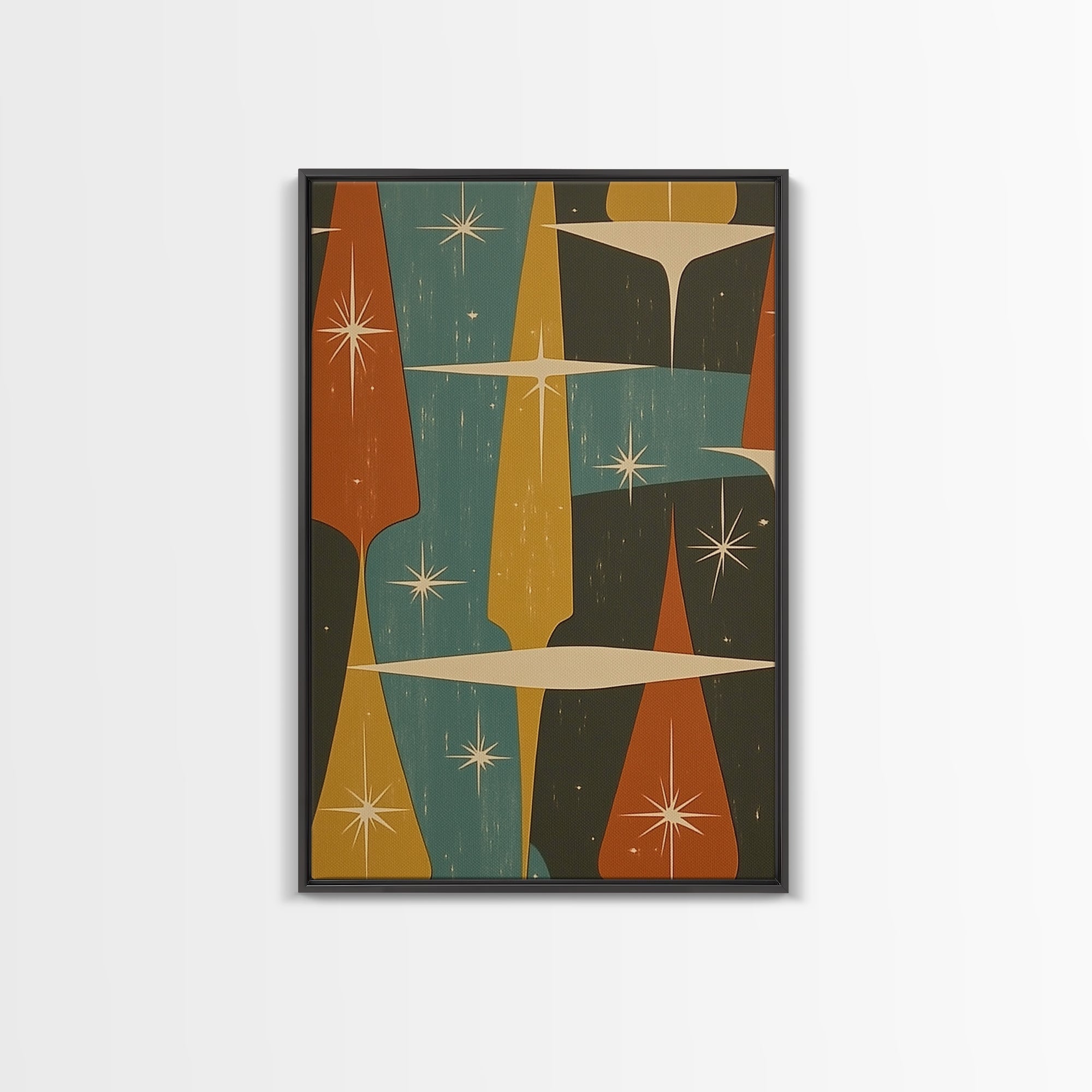 Art Deco Star Burst Canvas Print Wall Art, Retro 50s Style, Starburst, Mid-Century Modern Wall Art, Boho Decor