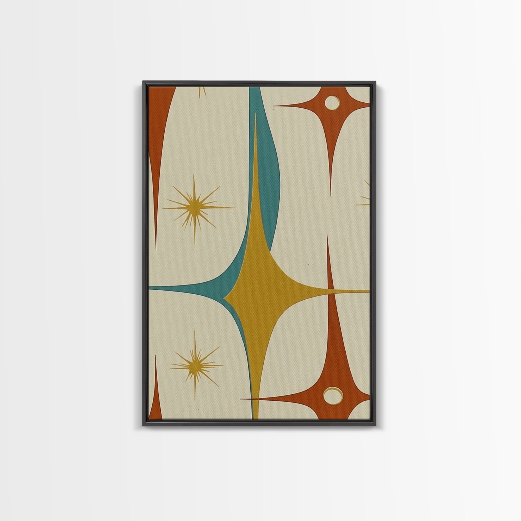 1950s Style Retro Starburst, Pastel Colors, Canvas Print, MCM Wall Art Home Decor