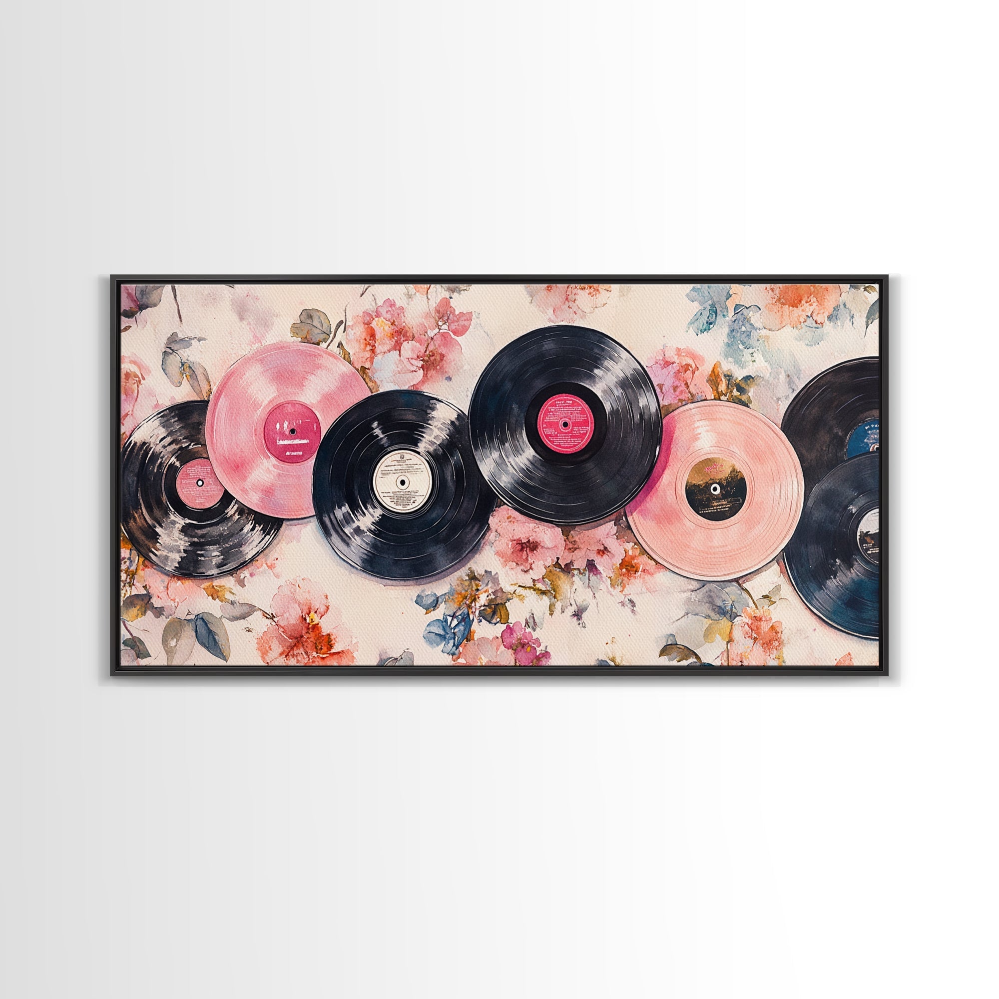Vinyl Record Nostalgia Canvas Print Featuring Music Wall Art Retro Wall Art Pink Wall Art Moody Art Rustic Art Guest Room Living Decor