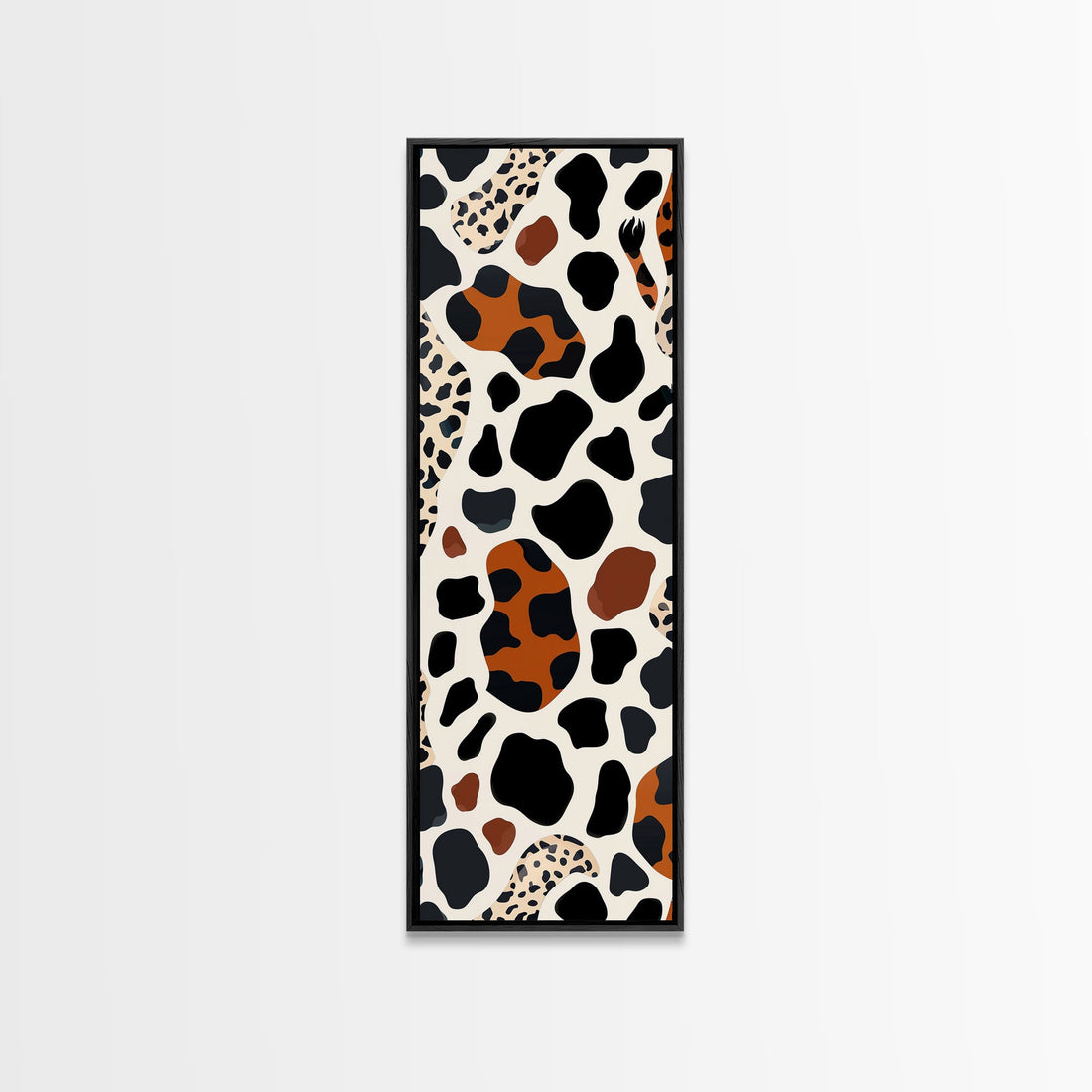 Retro Cheetah Print Wall Art Framed Canvas Print, MCM Style Art, Retro 70s Style Decor, Wood Frame Wall Art, Vintage Inspired Decor