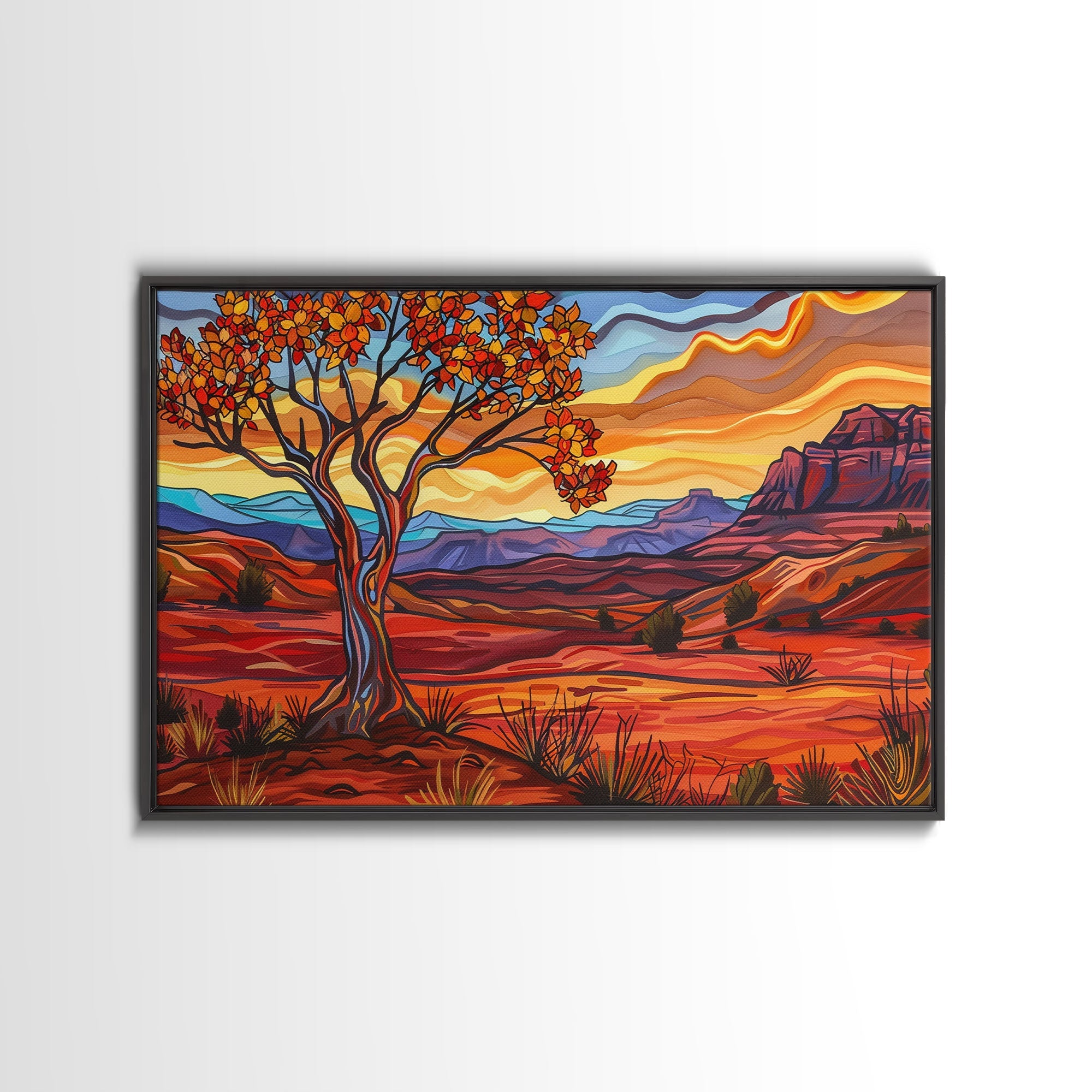 Retro Pop Art Desert Print, Van Gogh Inspired Wall Art, Rustic Southwest Decor, Farmhouse, Wild West, Wester Decor, Home Decor Living Room