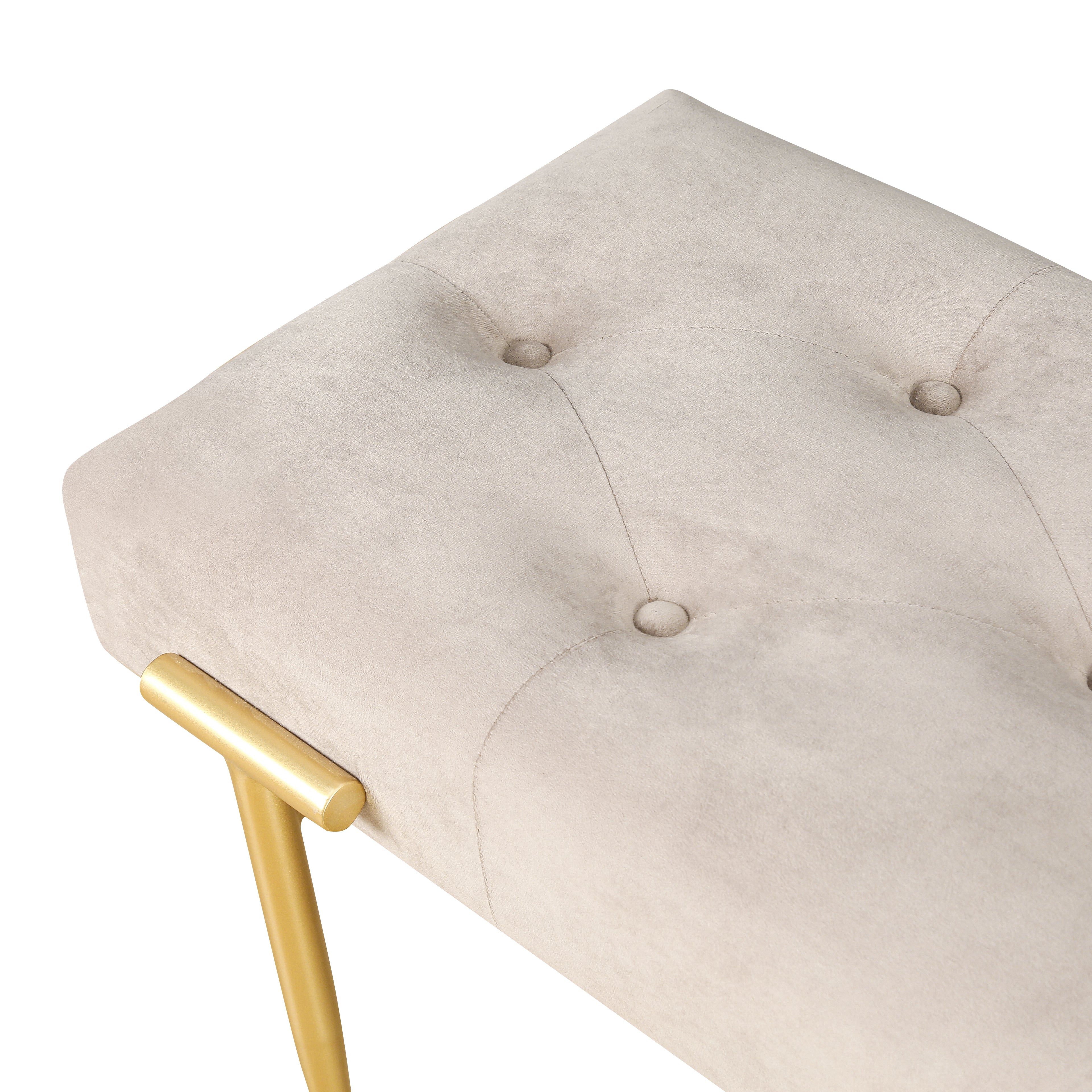 48'' Modern Ottoman Bench Velvet Bench Upholstered Footrest With Gold Metal Legs And Padded Seat For Bedroom Living Room